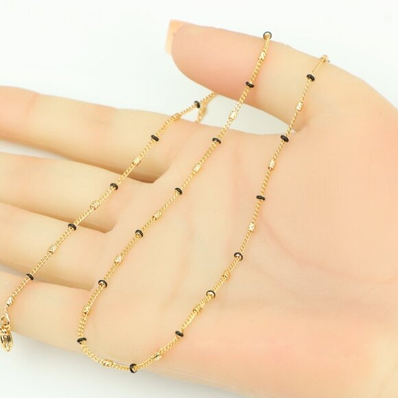 "Rose Gold Beaded Chain Necklace in Elegant Minimal Style, XPNL0320 - Picture 2 of 12